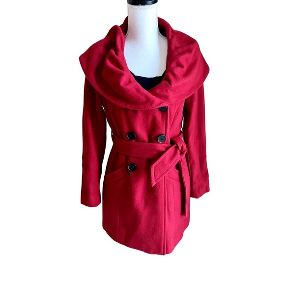 Bebe y2k red wool double breasted pea coat size XS - Picture 1 of 9